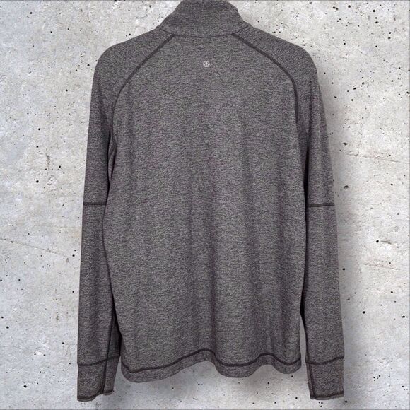 Lululemon Men's Sweat Session 1/2 Zip Large Pullover Sweater Heathered Black - Picture 5 of 9